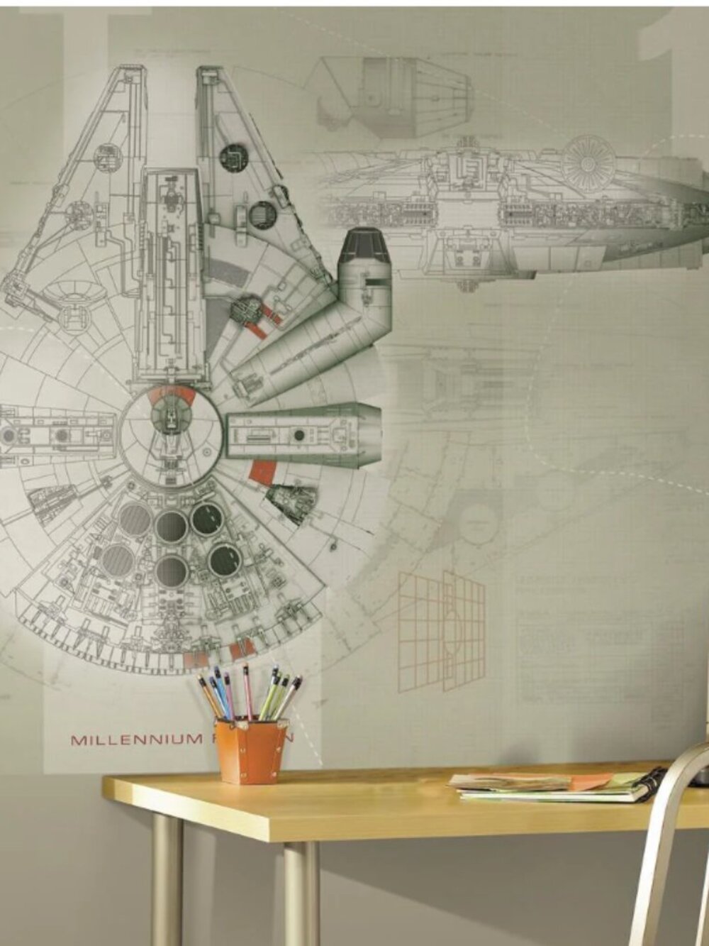90 in. x 72 in. Star Wars Millennium Falcon Prepasted Mural